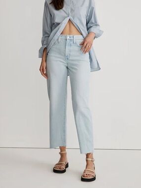 Madewell Perfect Vintage Wide-Leg Crop Jean in Bosworth Wash: Raw-Hem Size 24